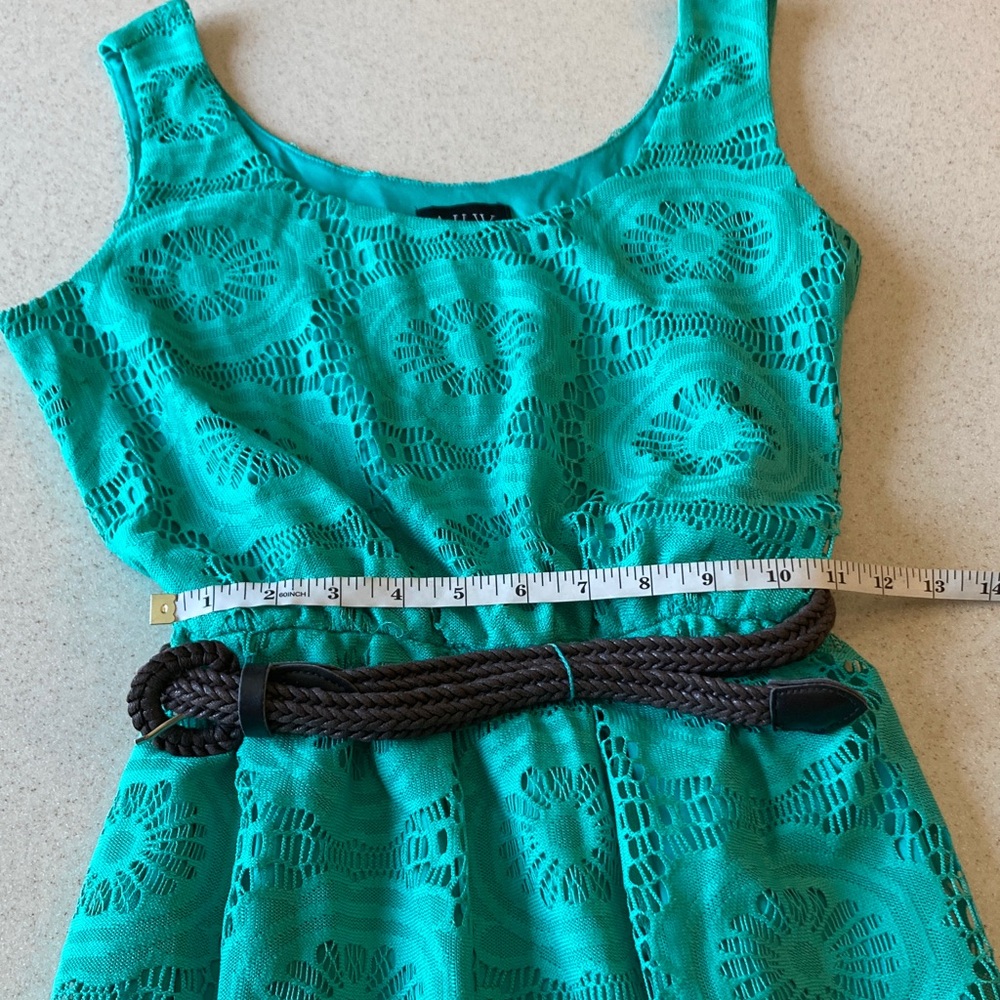AUW Turquoise Lace Asymmetrical Dress NWOT Women Size Medium - Picture 11 of 15
